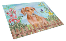 Load image into Gallery viewer, Red Dachshund Spring Glass Cutting Boards – Durable, Decorative Kitchen Art Large CK1269LCB