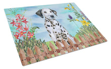 Load image into Gallery viewer, Dalmatian Puppy Spring Glass Cutting Boards – Durable, Decorative Kitchen Art Large CK1270LCB