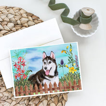 Load image into Gallery viewer, Siberian Husky #2 Spring Greeting Cards -  Blank Note Cards – 8-Pack of Artist-Designed Cards with Envelopes