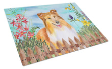 Load image into Gallery viewer, Sheltie Spring Glass Cutting Boards – Durable, Decorative Kitchen Art Large CK1282LCB