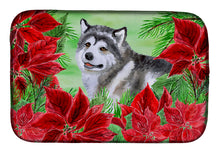 Load image into Gallery viewer, Alaskan Malamute Poinsettas Dish Drying Mat – Absorbent, Artistic Kitchen Essentials CK1287DDM