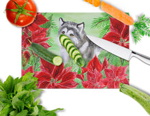 Load image into Gallery viewer, Alaskan Malamute Poinsettas Glass Cutting Boards – Durable, Decorative Kitchen Art Large CK1287LCB