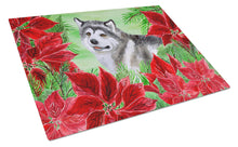 Load image into Gallery viewer, Alaskan Malamute Poinsettas Glass Cutting Boards – Durable, Decorative Kitchen Art Large CK1287LCB