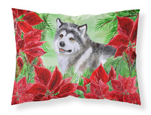 Load image into Gallery viewer, Alaskan Malamute Poinsettas  Standard Pillowcase – Artistic Decorative Front, White Back CK1287PILLOWCASE