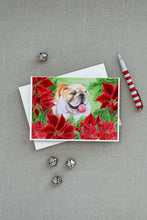 Load image into Gallery viewer, English Bulldog Poinsettas Greeting Cards -  Blank Note Cards – 8-Pack of Artist-Designed Cards with Envelopes