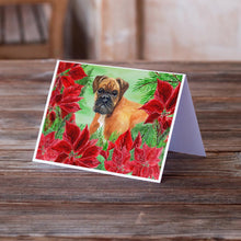 Load image into Gallery viewer, German Boxer Poinsettas Greeting Cards -  Blank Note Cards – 8-Pack of Artist-Designed Cards with Envelopes