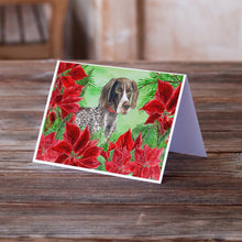 Load image into Gallery viewer, German Shorthaired Pointer Poinsettas Greeting Cards -  Blank Note Cards – 8-Pack of Artist-Designed Cards with Envelopes