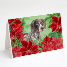 Load image into Gallery viewer, German Shorthaired Pointer Poinsettas Greeting Cards -  Blank Note Cards – 8-Pack of Artist-Designed Cards with Envelopes