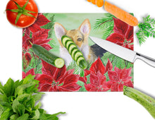 Load image into Gallery viewer, Pembroke Corgi Poinsettas Glass Cutting Boards – Durable, Decorative Kitchen Art Large CK1291LCB