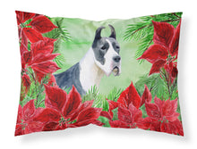 Load image into Gallery viewer, Harlequin Great Dane Poinsettas  Standard Pillowcase – Artistic Decorative Front, White Back CK1292PILLOWCASE