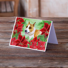 Load image into Gallery viewer, American Staffordshire Poinsettas Greeting Cards -  Blank Note Cards – 8-Pack of Artist-Designed Cards with Envelopes
