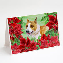 Load image into Gallery viewer, American Staffordshire Poinsettas Greeting Cards -  Blank Note Cards – 8-Pack of Artist-Designed Cards with Envelopes