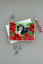 Load image into Gallery viewer, Bernese Mountain Dog Poinsettas Greeting Cards -  Blank Note Cards – 8-Pack of Artist-Designed Cards with Envelopes