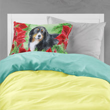 Load image into Gallery viewer, Bernese Mountain Dog Poinsettas  Standard Pillowcase – Artistic Decorative Front, White Back CK1294PILLOWCASE