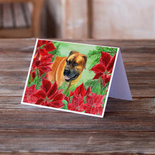 Load image into Gallery viewer, Boerboel Mastiff Poinsettas Greeting Cards -  Blank Note Cards – 8-Pack of Artist-Designed Cards with Envelopes
