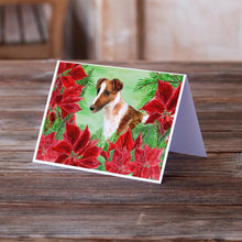 Load image into Gallery viewer, Smooth Fox Terrier Poinsettas Greeting Cards -  Blank Note Cards – 8-Pack of Artist-Designed Cards with Envelopes