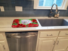 Load image into Gallery viewer, Bichon Frise Poinsettas Dish Drying Mat – Absorbent, Artistic Kitchen Essentials CK1297DDM