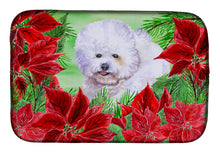 Load image into Gallery viewer, Bichon Frise Poinsettas Dish Drying Mat – Absorbent, Artistic Kitchen Essentials CK1297DDM