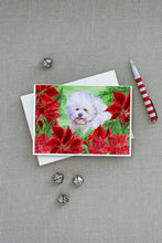 Load image into Gallery viewer, Bichon Frise Poinsettas Greeting Cards -  Blank Note Cards – 8-Pack of Artist-Designed Cards with Envelopes
