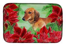 Load image into Gallery viewer, Dachshund Poinsettas Dish Drying Mat – Absorbent, Artistic Kitchen Essentials CK1300DDM