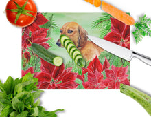 Load image into Gallery viewer, Dachshund Poinsettas Glass Cutting Boards – Durable, Decorative Kitchen Art Large CK1300LCB
