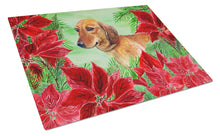 Load image into Gallery viewer, Dachshund Poinsettas Glass Cutting Boards – Durable, Decorative Kitchen Art Large CK1300LCB