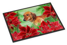 Load image into Gallery viewer, Dachshund Poinsettas Doormat - 18x27 Decorative Floor Mat – Indoor/Outdoor Rug with Artistic Flair CK1300MAT