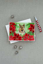 Load image into Gallery viewer, German Shepherd Poinsettas Greeting Cards -  Blank Note Cards – 8-Pack of Artist-Designed Cards with Envelopes