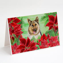Load image into Gallery viewer, German Shepherd Poinsettas Greeting Cards -  Blank Note Cards – 8-Pack of Artist-Designed Cards with Envelopes