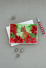 Load image into Gallery viewer, Miniature Pinscher Poinsettas Greeting Cards -  Blank Note Cards – 8-Pack of Artist-Designed Cards with Envelopes