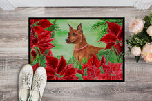 Load image into Gallery viewer, Miniature Pinscher Poinsettas Doormat - 24x36 Decorative Floor Mat – Indoor/Outdoor Rug with Artistic Flair CK1304JMAT