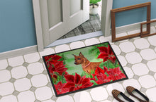 Load image into Gallery viewer, Miniature Pinscher Poinsettas Doormat - 24x36 Decorative Floor Mat – Indoor/Outdoor Rug with Artistic Flair CK1304JMAT