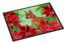 Load image into Gallery viewer, Miniature Pinscher Poinsettas Doormat - 24x36 Decorative Floor Mat – Indoor/Outdoor Rug with Artistic Flair CK1304JMAT
