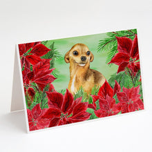 Load image into Gallery viewer, Chihuahua Poinsettas Greeting Cards -  Blank Note Cards – 8-Pack of Artist-Designed Cards with Envelopes
