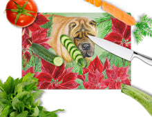 Load image into Gallery viewer, Shar Pei Poinsettas Glass Cutting Boards – Durable, Decorative Kitchen Art Large CK1309LCB
