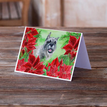 Load image into Gallery viewer, Schnauzer Poinsettas Greeting Cards -  Blank Note Cards – 8-Pack of Artist-Designed Cards with Envelopes