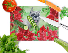 Load image into Gallery viewer, Schnauzer Poinsettas Glass Cutting Boards – Durable, Decorative Kitchen Art Large CK1310LCB