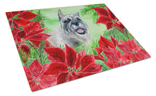 Load image into Gallery viewer, Schnauzer Poinsettas Glass Cutting Boards – Durable, Decorative Kitchen Art Large CK1310LCB