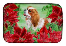 Load image into Gallery viewer, Cavalier Spaniel Poinsettas Dish Drying Mat – Absorbent, Artistic Kitchen Essentials CK1311DDM