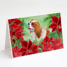 Load image into Gallery viewer, Cavalier Spaniel Poinsettas Greeting Cards -  Blank Note Cards – 8-Pack of Artist-Designed Cards with Envelopes