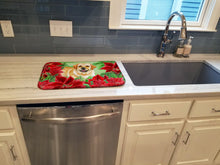 Load image into Gallery viewer, Golden Retriever Poinsettas Dish Drying Mat – Absorbent, Artistic Kitchen Essentials CK1312DDM