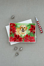 Load image into Gallery viewer, Golden Retriever Poinsettas Greeting Cards -  Blank Note Cards – 8-Pack of Artist-Designed Cards with Envelopes