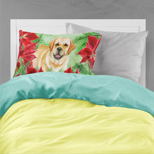 Load image into Gallery viewer, Golden Retriever Poinsettas  Standard Pillowcase – Artistic Decorative Front, White Back CK1312PILLOWCASE
