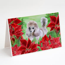 Load image into Gallery viewer, Poodle Poinsettas Greeting Cards -  Blank Note Cards – 8-Pack of Artist-Designed Cards with Envelopes