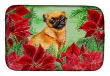 Load image into Gallery viewer, Small Brabant Griffon Poinsettas Dish Drying Mat – Absorbent, Artistic Kitchen Essentials CK1315DDM