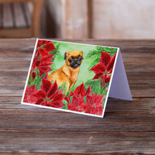 Load image into Gallery viewer, Small Brabant Griffon Poinsettas Greeting Cards -  Blank Note Cards – 8-Pack of Artist-Designed Cards with Envelopes