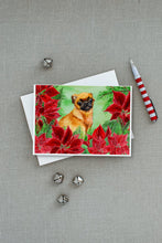 Load image into Gallery viewer, Small Brabant Griffon Poinsettas Greeting Cards -  Blank Note Cards – 8-Pack of Artist-Designed Cards with Envelopes
