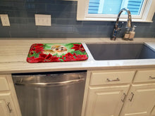 Load image into Gallery viewer, Morkie Poinsettas Dish Drying Mat – Absorbent, Artistic Kitchen Essentials CK1316DDM
