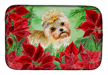 Load image into Gallery viewer, Morkie Poinsettas Dish Drying Mat – Absorbent, Artistic Kitchen Essentials CK1316DDM