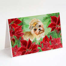 Load image into Gallery viewer, Morkie Poinsettas Greeting Cards -  Blank Note Cards – 8-Pack of Artist-Designed Cards with Envelopes